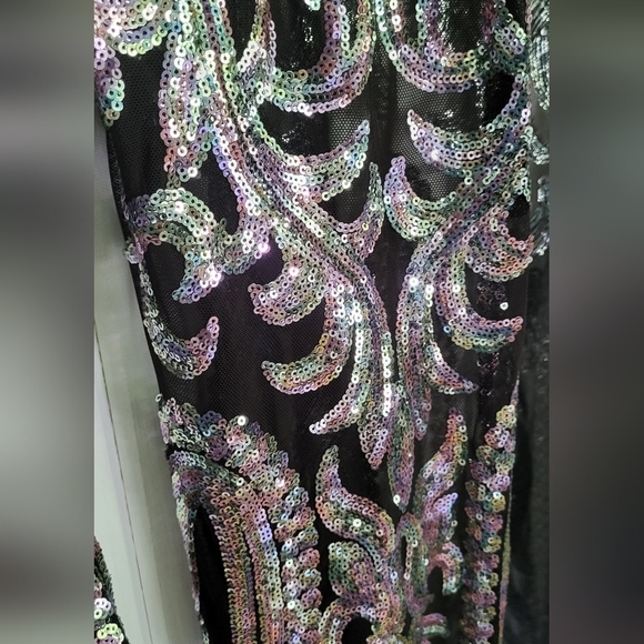 Southern Fried Chicks Nylon Sequin Open Front Longsleeve Duster - Picture 2 of 7